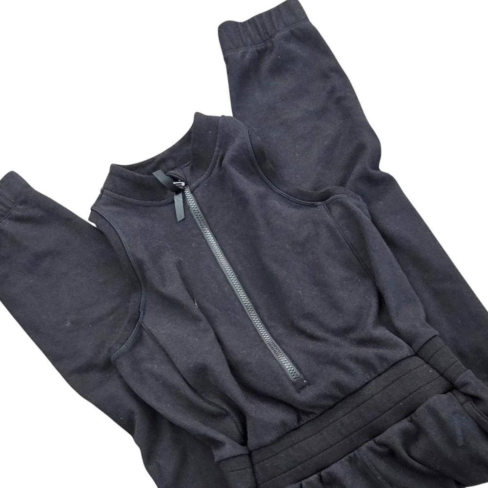 $75‎ EUC ATHLETA GIRL X ALLYSON FELIX Legend active Jumpsuit L 12 black organic